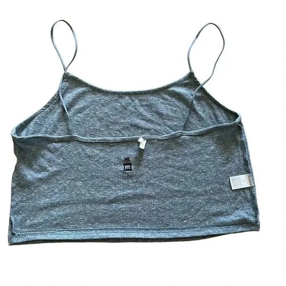 Me To We Blue Spaghetti Straps Cropped Essential Cotton Blend Tank Too SZ M - Picture 3 of 6